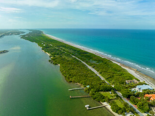 Aerial photo The Nature Conservancy Blowing Rocks Preserve Jupiter Island FL circa 2023