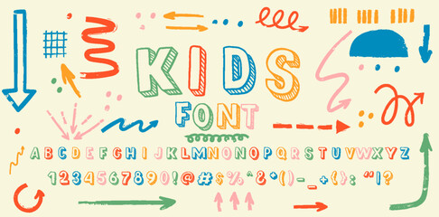 Bright colorful chalk board style alphabet design