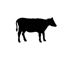 Cow Silhouette. Vector illustration about farm. Mammal animal lives in a farm. Beef logo meet. Symbol of milk in black color