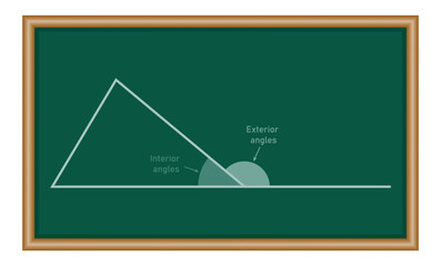 Interior and exterior angles of a triangle in mathematics. Math resources for teachers and students.