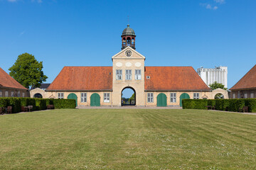 Gatehouse with clocktower at Augustenborg Palace, Als, Denmark