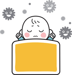 赤ちゃんとほこりのイラスト