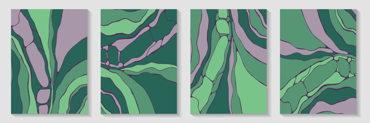 Fluid acrylic pattern backdrop design vector set. Vibrant covers. Flow splash book cover page