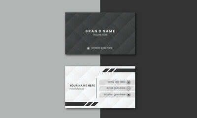 Double-sided creative and colorful simple business card template. Portrait and landscape orientation. Horizontal and vertical layout. Personal visiting card with company logo. Vector illustration.