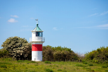 Fototapeta na wymiar Old lighthouse at Tranerodde, Als, Denmark