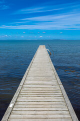Wooden bathing pier into the Baltic Sea on the island of Als, Denmark