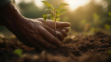 Farming Hands Embracing Nature's Growth. Generative AI