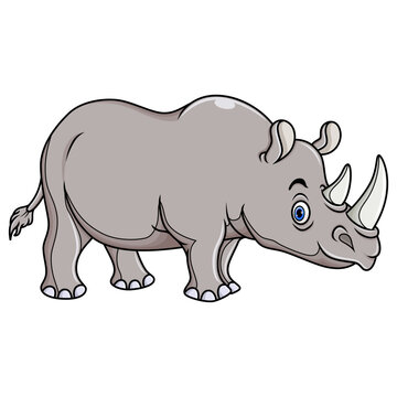 Cartoon rhinoceros isolated on white background