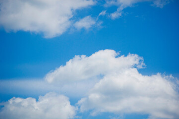 Fototapeta na wymiar White clouds and a blue sky.