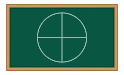 Four parts of circle. Pie chart with four same size sectors. Mathematics resources for teachers and students.