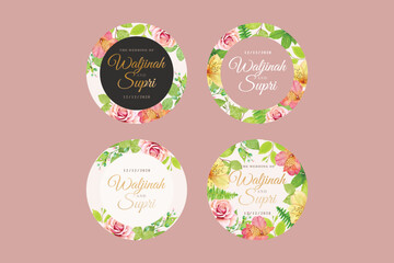 colorfull floral and leaves label design