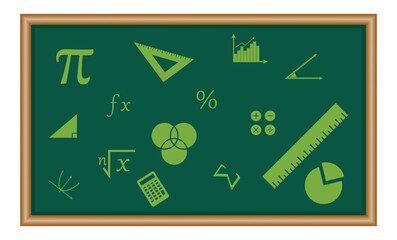 Geometric cover page with mathematics symbols for books cover, magazines and posters.