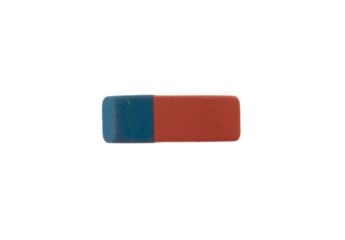 Eraser isolated on transparent, top view, PNG, School supply