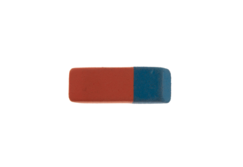Eraser isolated on transparent, top view, PNG, School supply
