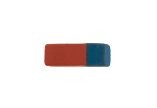 Eraser isolated on transparent, top view, PNG, School supply