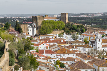 Obraz premium Aerial view of Obidos Medieval Town, Portugal.