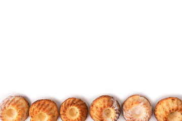 Cake made of cottage cheese isolated on a white background.