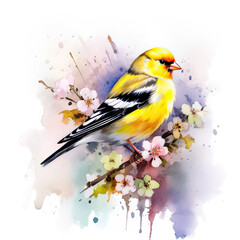 Obraz premium bird on a branch isolated on white