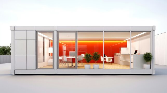 Mobile office buildings or container site office for construction site. Shipping container. Portable house and office cabins,Generative AI illustration