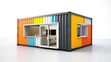 Mobile office buildings or container site office for construction site. Shipping container. Portable house and office cabins,Generative AI illustration