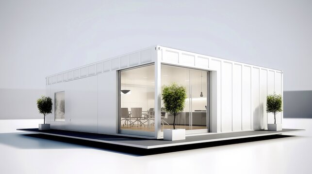 Mobile office buildings or container site office for construction site. Shipping container. Portable house and office cabins,Generative AI illustration