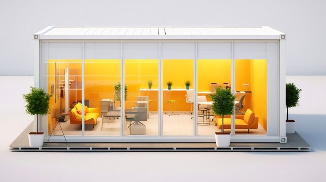 Mobile office buildings or container site office for construction site. Shipping container. Portable house and office cabins,Generative AI illustration
