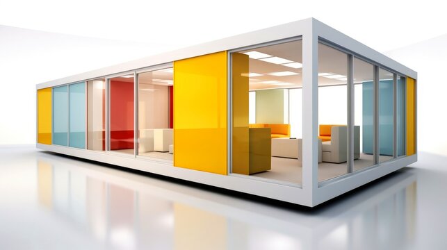 Mobile office buildings or container site office for construction site. Shipping container. Portable house and office cabins,Generative AI illustration