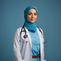 Muslim nurse or doctor with hijab. Generative AI.