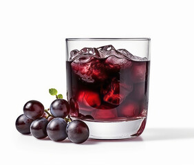Glass of red grapes juice isolated on white background.