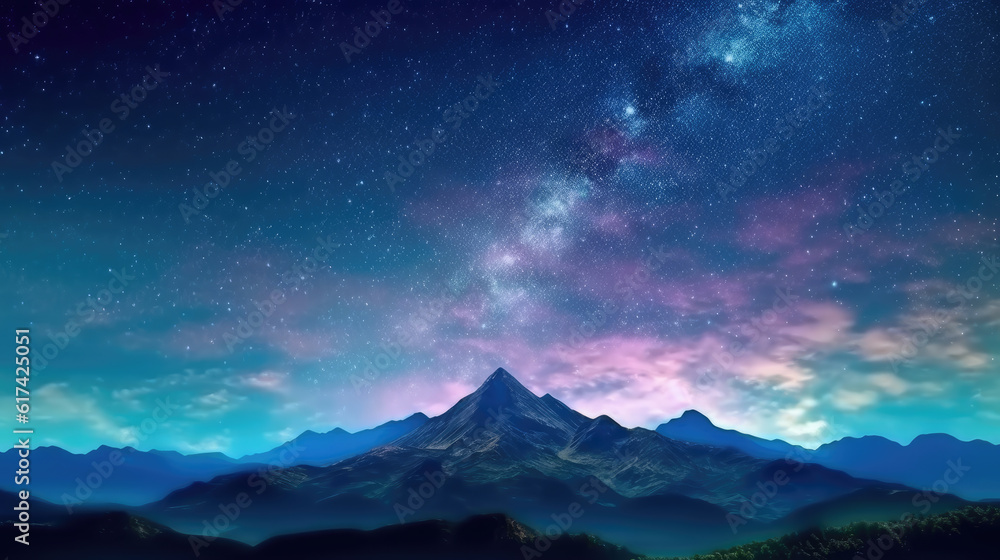 Canvas Prints space sky over snowy mountains created with generative ai technology