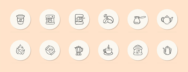 Coffee Icon. Rich aroma, caffeinated beverage, energy boost, coffee beans, coffee brewing, espresso. Vector line icon for Business