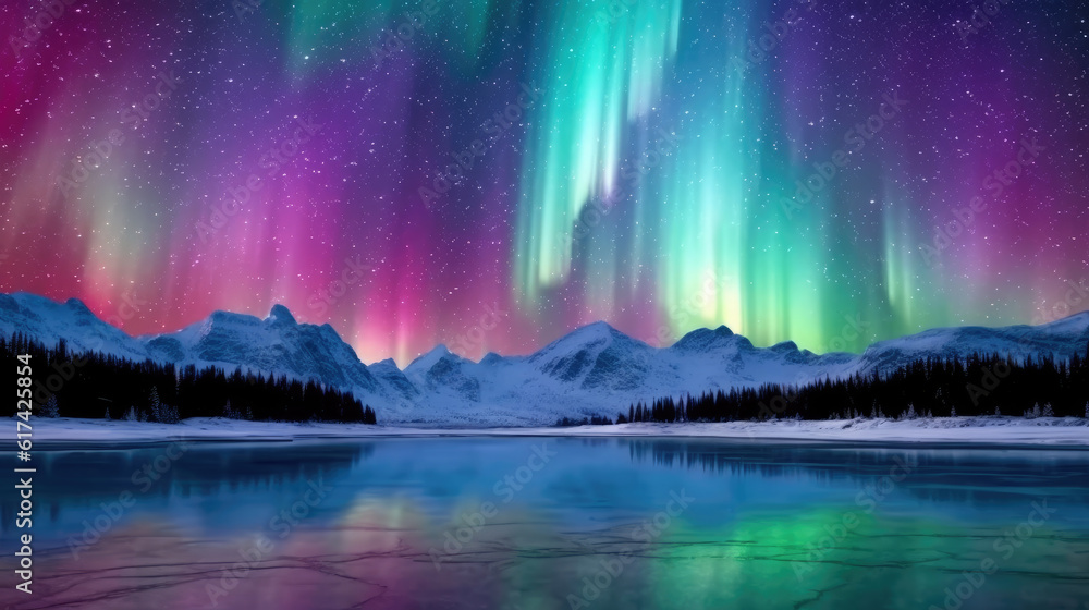 Canvas Prints snorthlight over the mountains created with generative ai technology