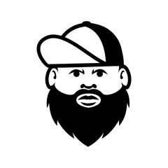 Fat Bald Beard Man mascot logo illustration