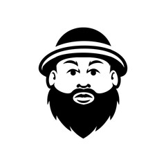 Fat Bald Beard Man mascot logo illustration