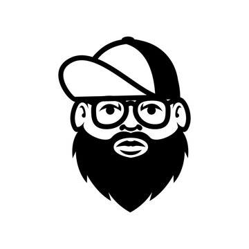 Fat Bald Beard Man mascot logo illustration