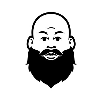 Fat Bald Beard Man mascot logo illustration