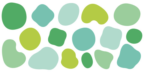 シェイプ　素材　変形　丸　セット　緑　抽象的な形