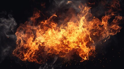 Fototapeta na wymiar big fire isolated over black background