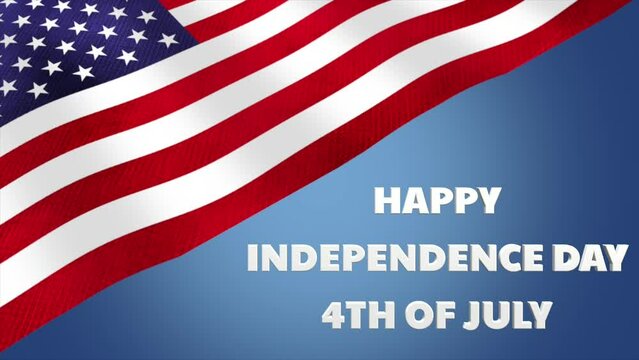 Animation video about happy independence day usa with flag and text.