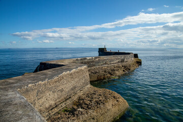 Saint Monan's zigzag pier in the sea on the east coast of fife, Scotland