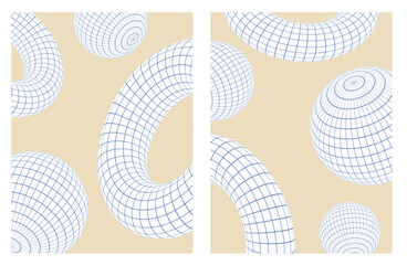 Poster mockup in trendy style with futuristic elements. Template for invitation, poster, clothing