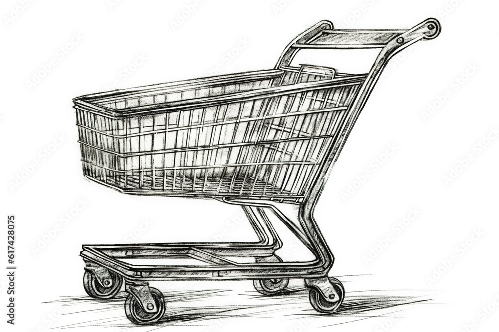 Poster drawing of a grocery basket. generated by ai.