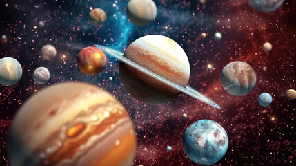 Obraz na płótnie Canvas planets created with Generative AI Technology