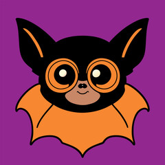 halloween bat vector in cartoon style
