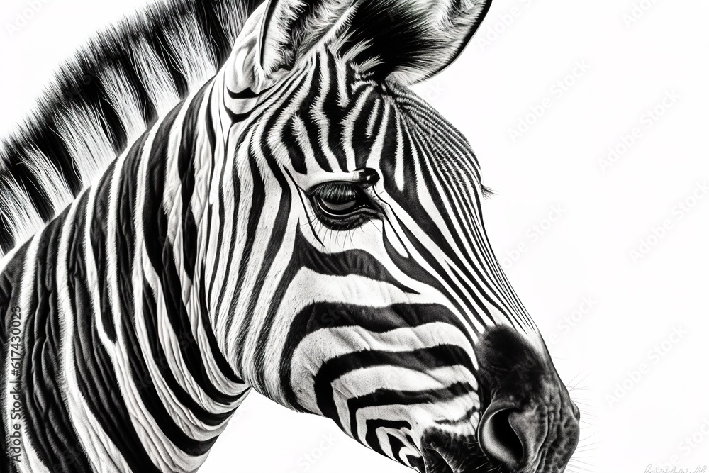 Poster zebra print isolated on white background. generated by ai