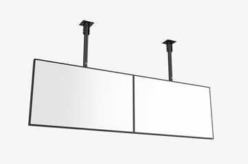 Outdoor digital ceiling mounted display screen blank template, 3d render illustration.
