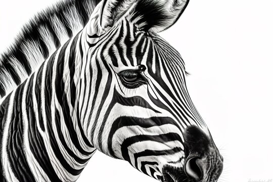 zebra print isolated on white background. Generated by AI