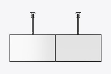 Outdoor digital ceiling mounted display screen blank template, 3d render illustration.