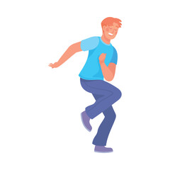 Fototapeta na wymiar Young Man Dancing to Music Moving Body Vector Illustration