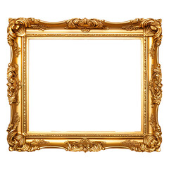 Golden frame isolated on transparent background